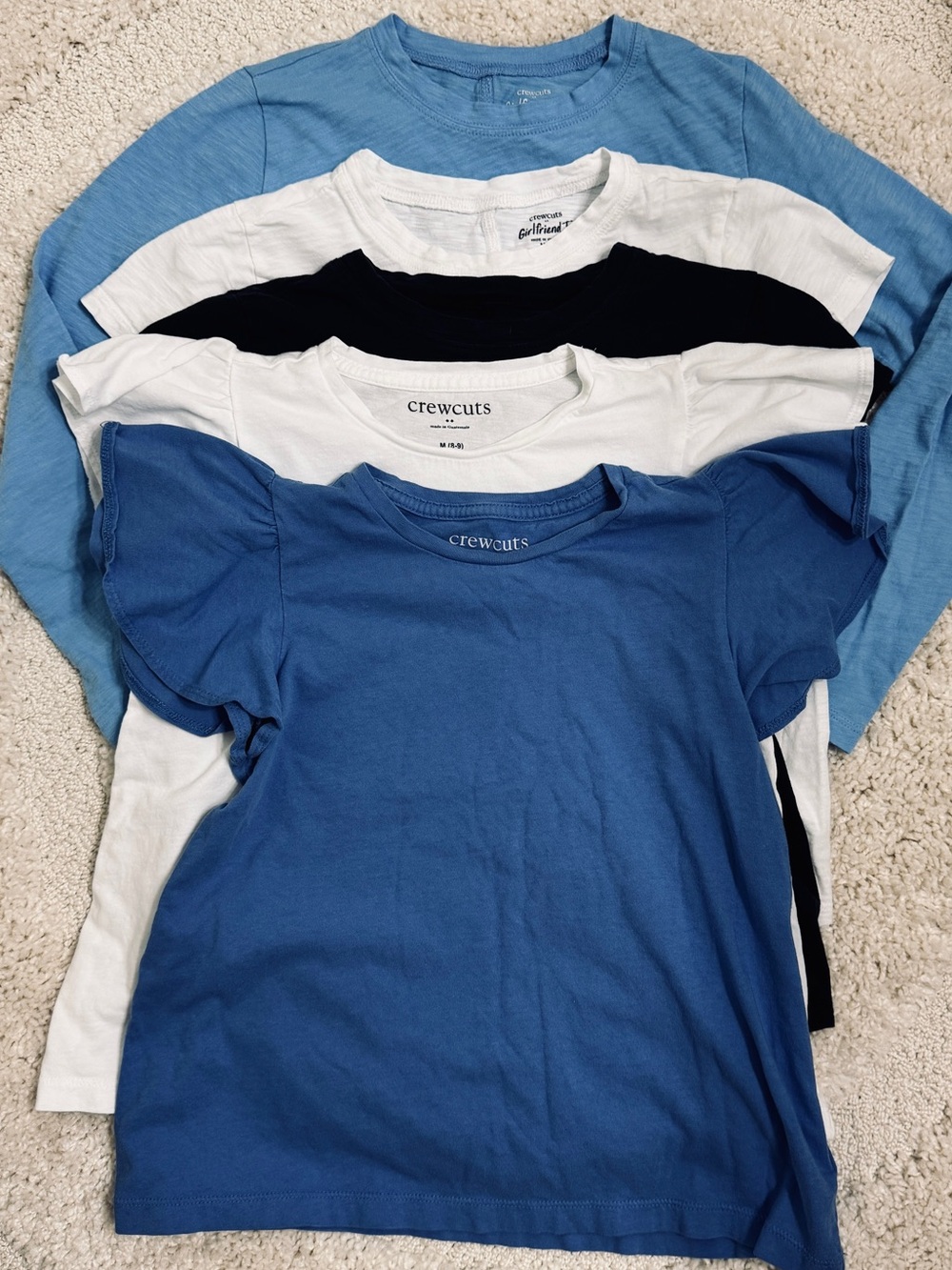 Set of 5 Crewcuts Girls Blue & White T-shirt Bundle M(8-9)